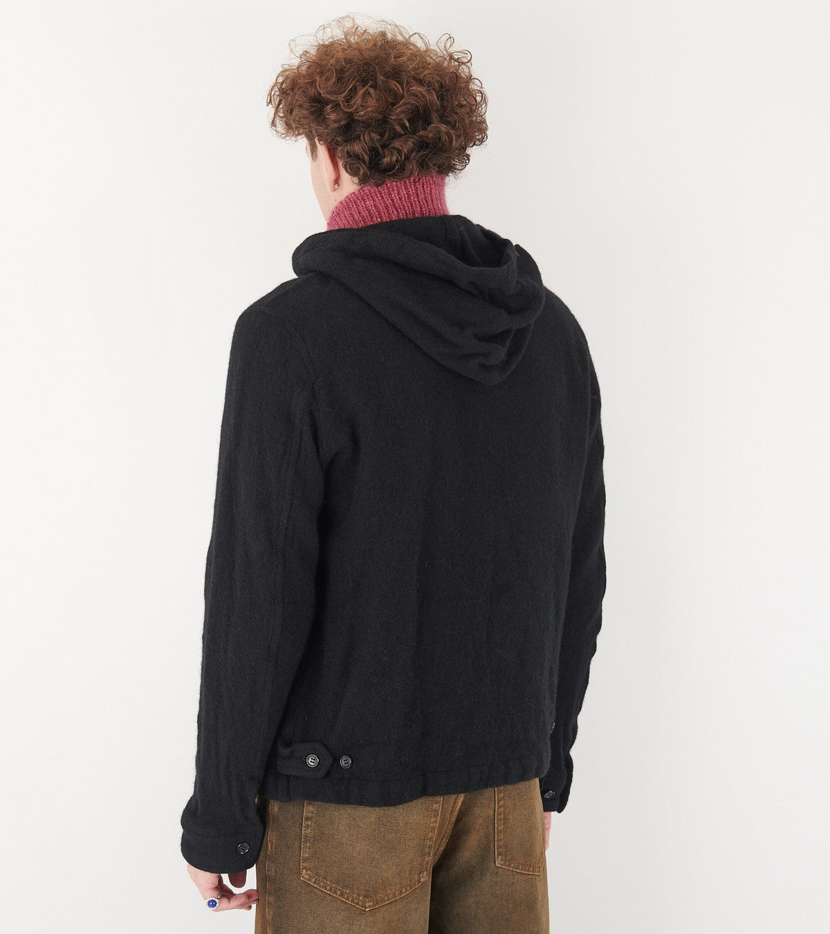 Wool Pocket Hoodie Black