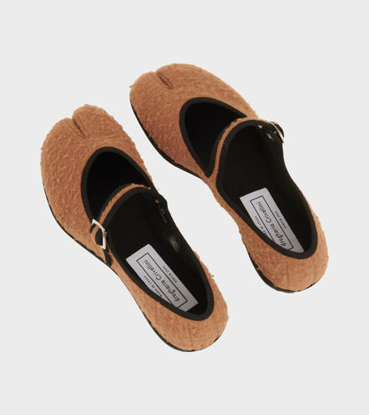 Wool Mary Jane Tabi Ballerina Camel/Black
