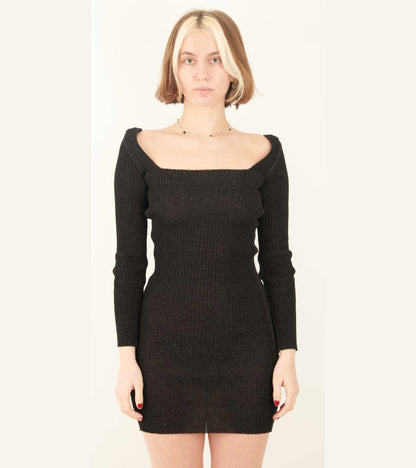 Emma Square Neck Dress Black