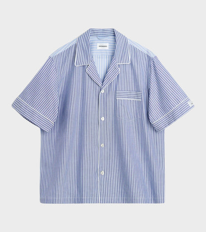 Wall Street Short Sleeve Shirt Blue Stripes One