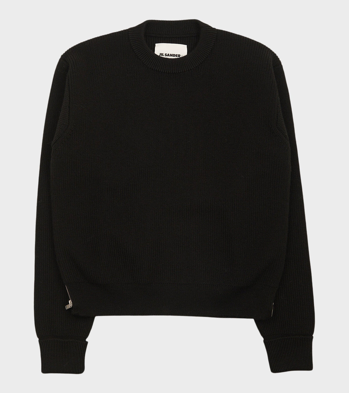 Pure Wool Zip Knit Black