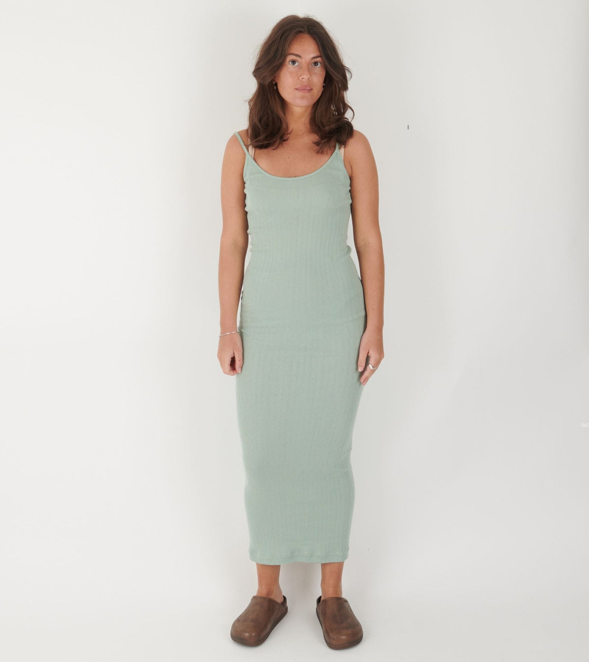 101 Strap Rib Dress Stone Green