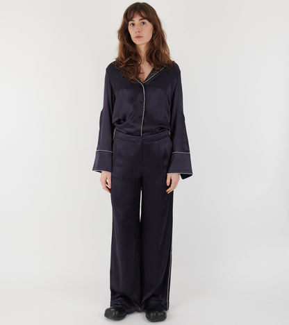 Phoebe Satin Shirt Midnight