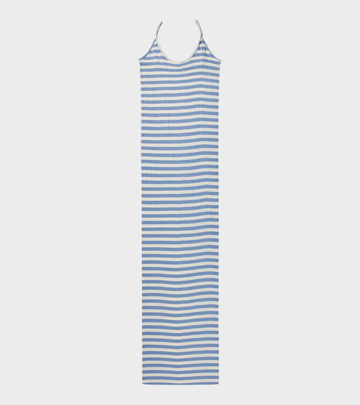 101 Strap Rib Dress Light Blue/Ecru