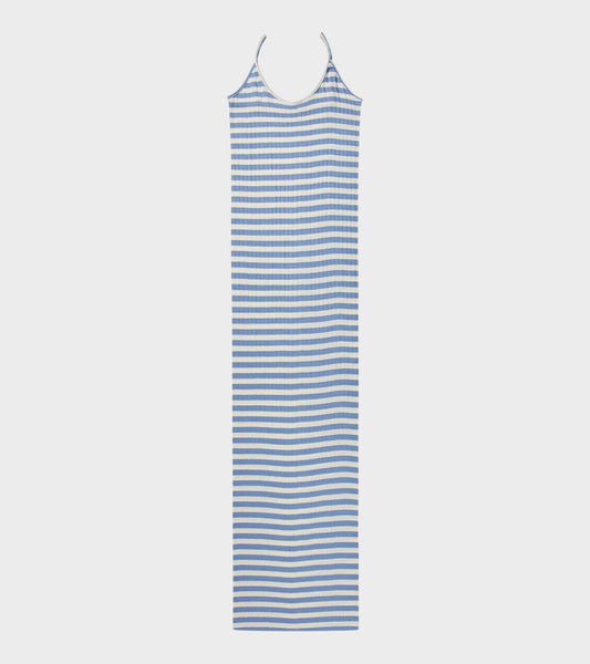 101 Strap Rib Dress Light Blue/Ecru