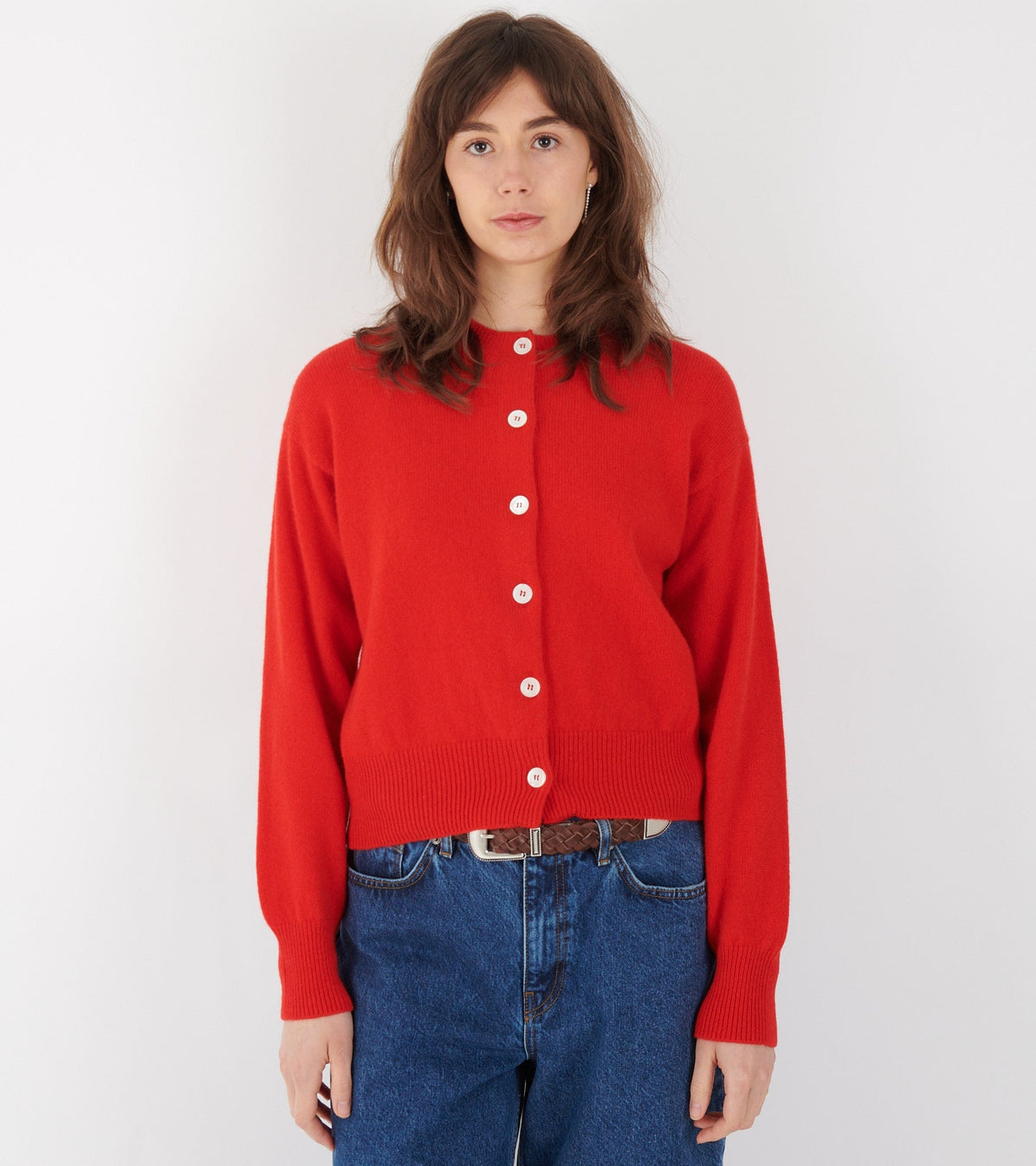 Ada Crewneck Cardigan Poppy Red
