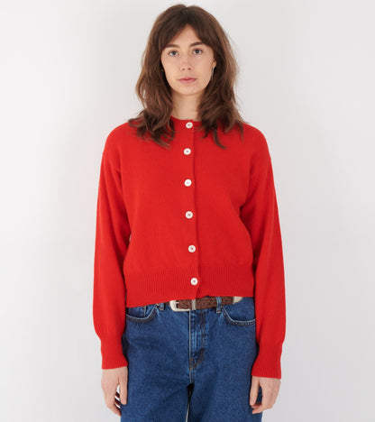 Ada Crewneck Cardigan Poppy Red