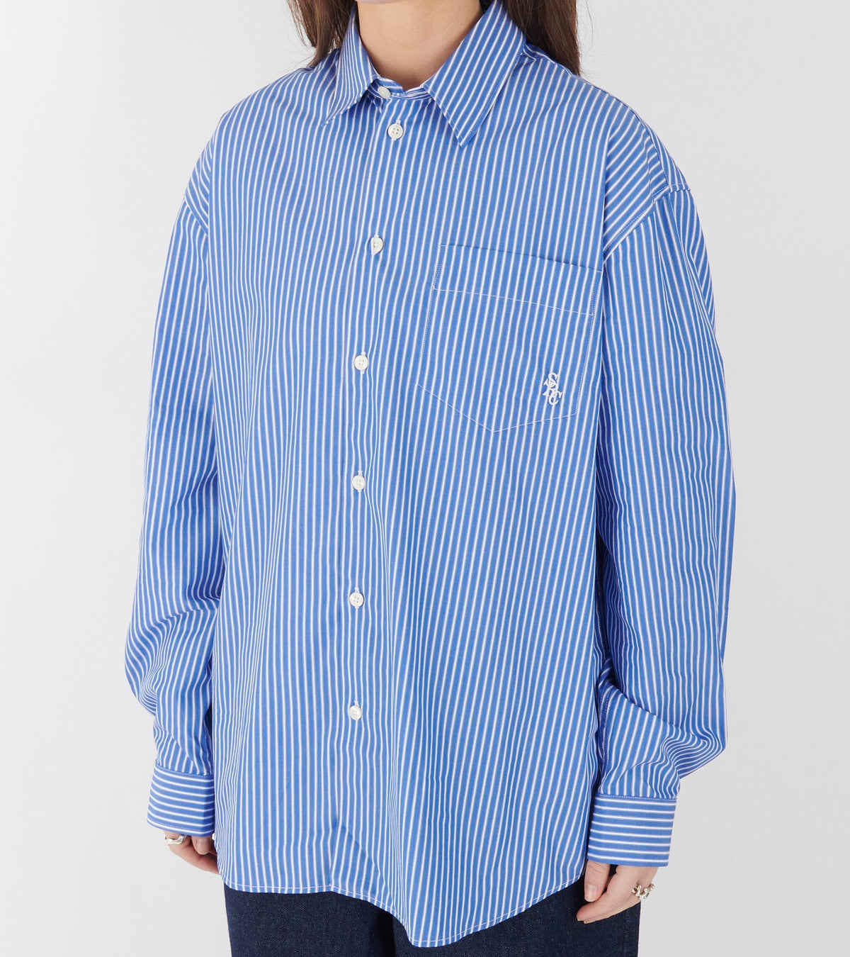 Oversized Shirt Blue Striped