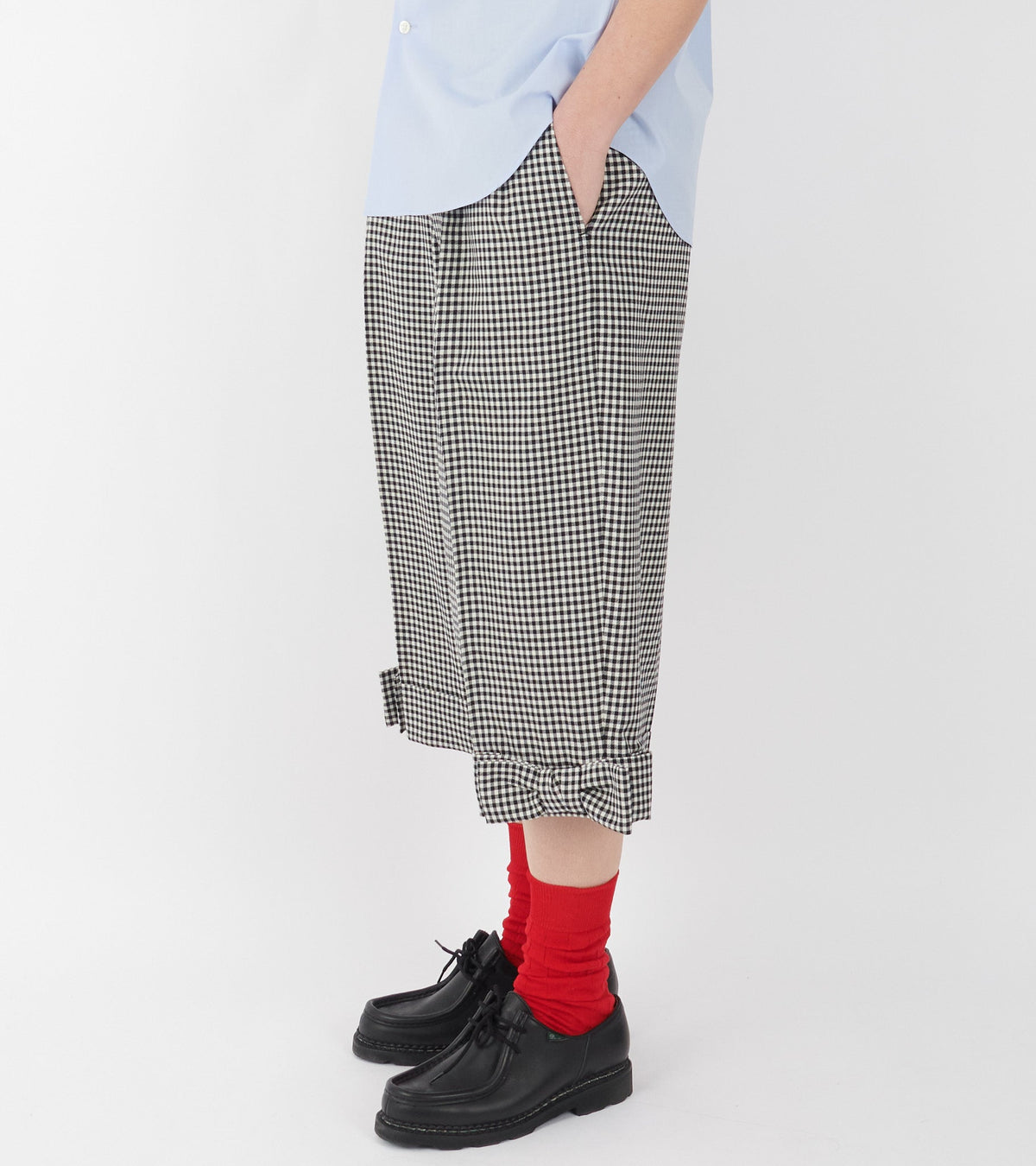Checkered Long Bow Shorts Black/White