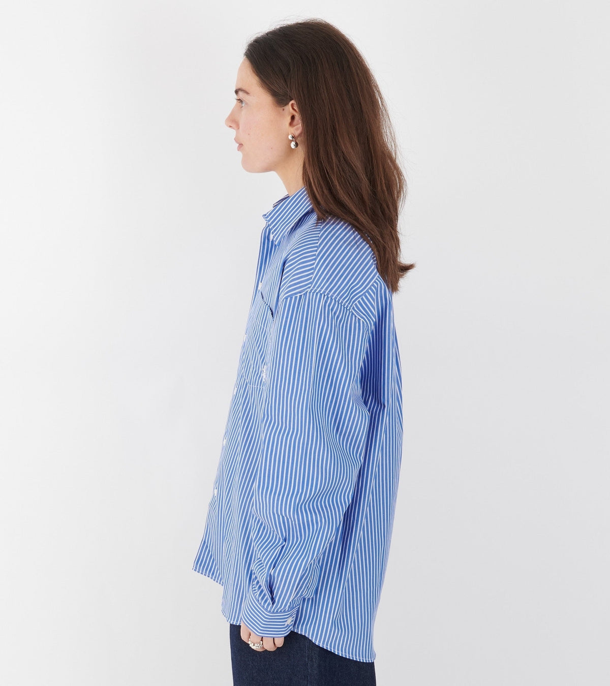 Oversized Shirt Blue Striped