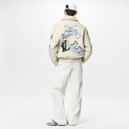 LOUIS VUITTON FW22 VARSITY JACKET CREAM