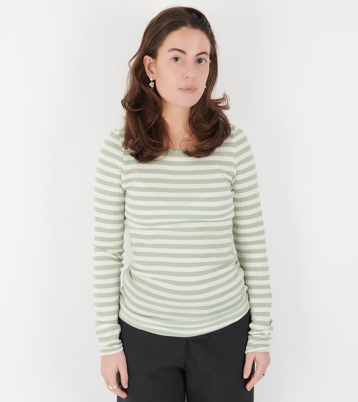 101 Rib Broadway Stone Green/Ecru