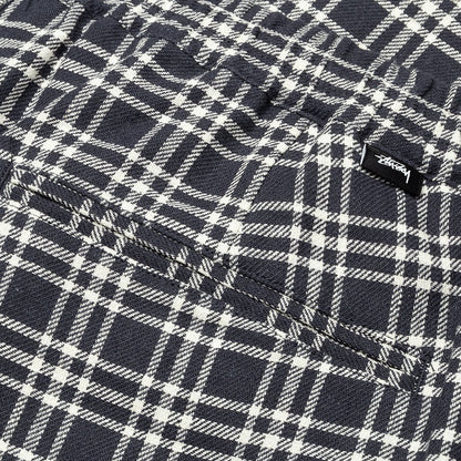 Plaid Linen Bryan Pant - Navy